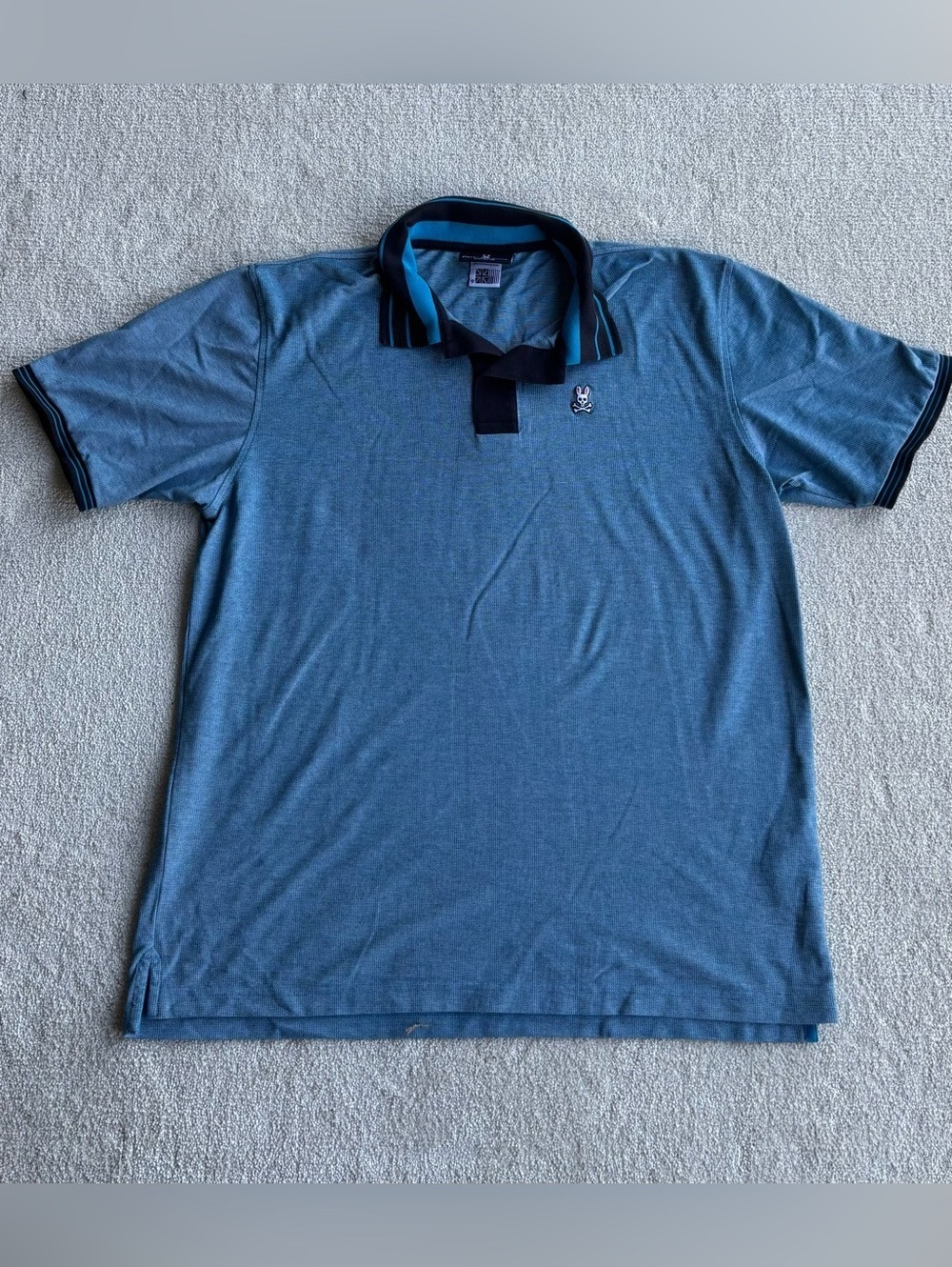 Psycho Bunny Blue Polo with Navy Contrast Collar